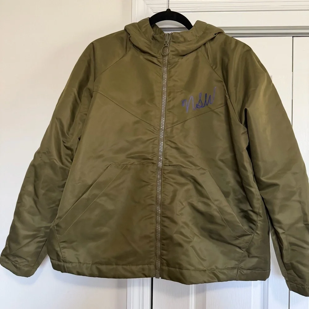 NIKE Sportswear NSW Green Blue Sherpa Reversible Hooded Jacket, Size Large, NWT